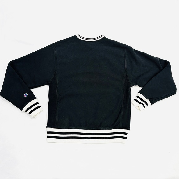 Champion Phys. Ed. Reverse Weave Black & White Collegiate Crewneck Sweatshirt - Picture 7 of 7